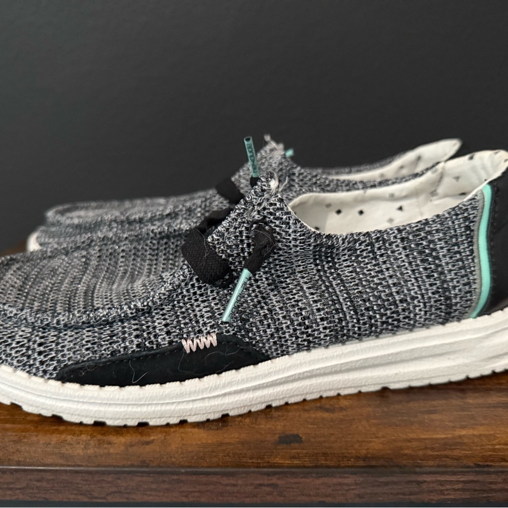 Hey Dude Women's Knit Sneakers - Black and White